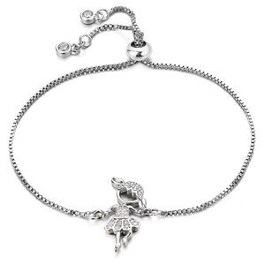 Bracelet for Dancer Mom Silver Thin Adjustable Cubic Zirconia
